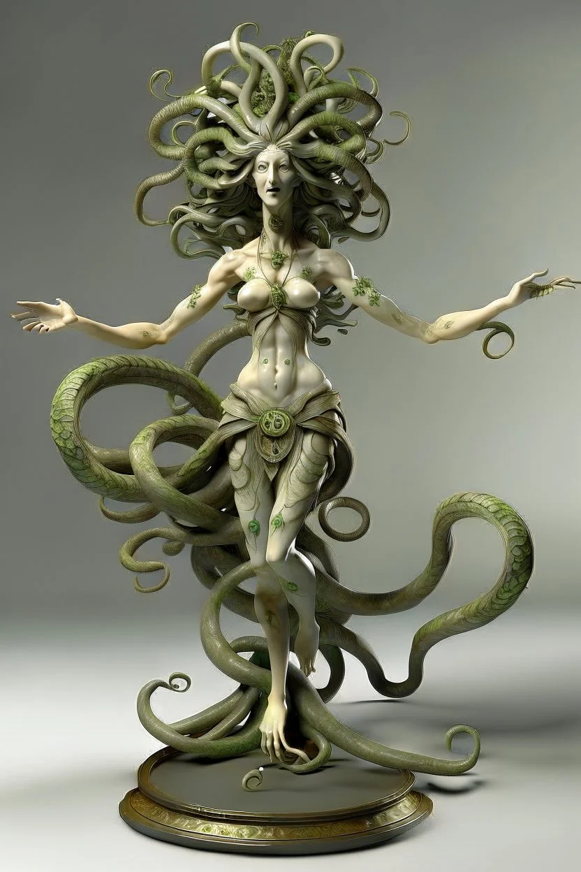 Gorgon medusa in full height, dancing