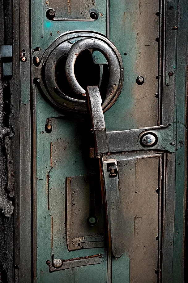 metal door with two keyholes