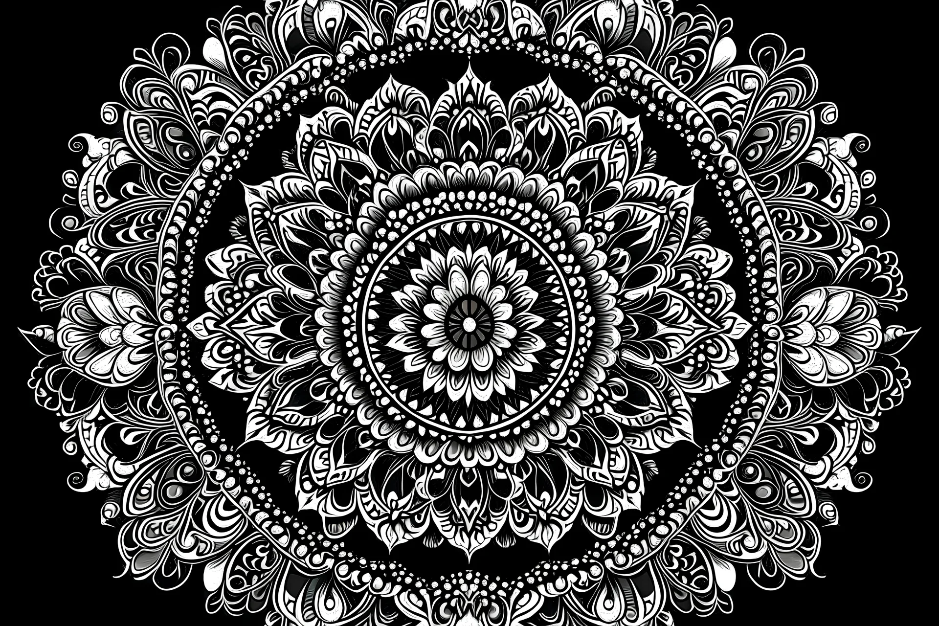 Black and white mandala