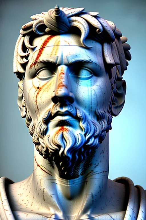 Ultra Realistic image, roman sculpture, white marble material, Lionel Messi, Laurel leaves wreath, miguel angel style, chisel style, emperador, waist up portrait, epic, celestial, cinematic lighting, God light, god rays, 4k resolution, smooth details, ornate details, soft lighting, unreal engine 5, sky and clouds background.