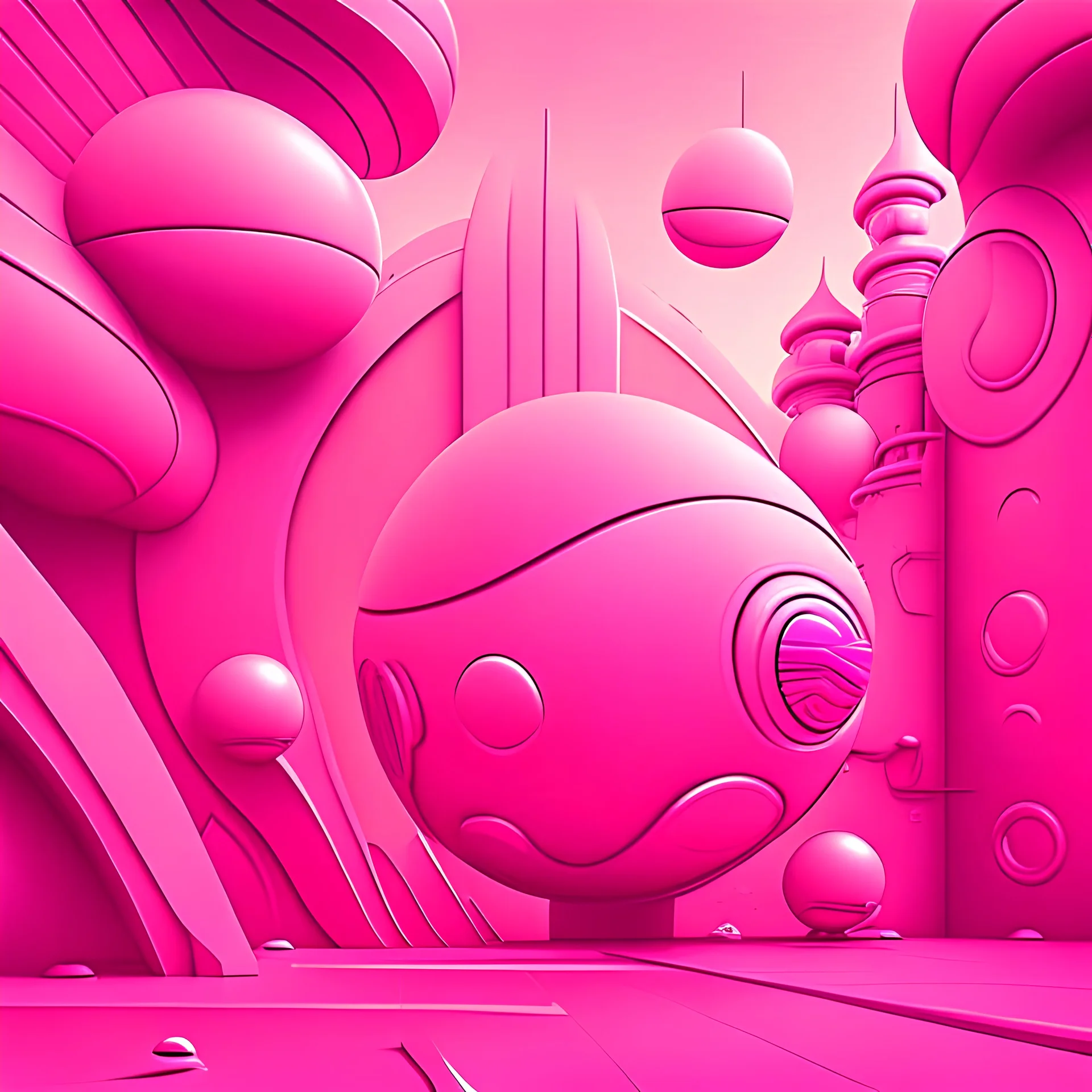 cartoon futuristic pink background