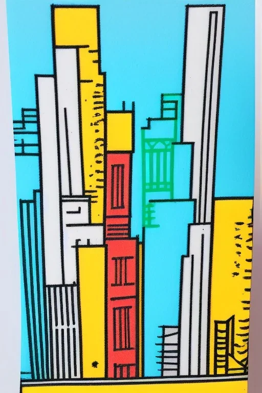 Bauhaus two color city dooddle