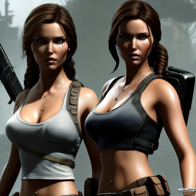 one camilla luddington face, lara croft, big busty