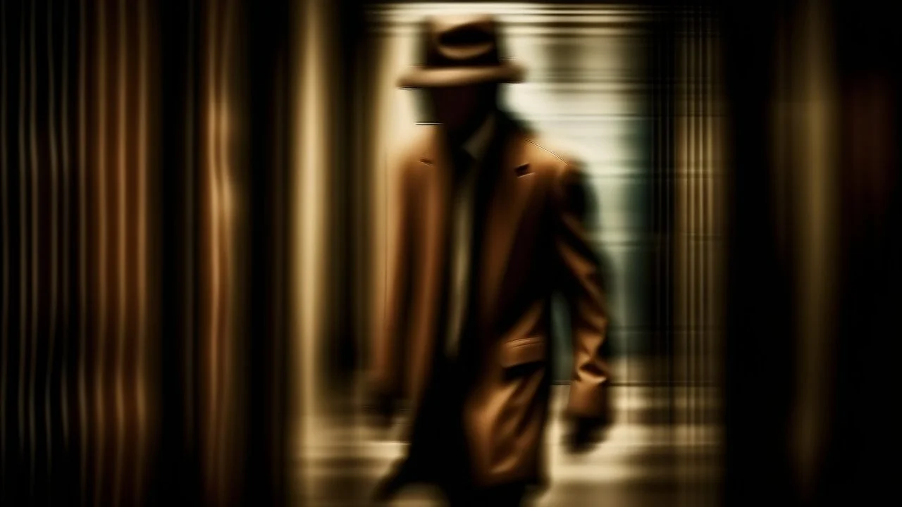 The invisible man was lost in his own darkness and loneliness, intense dark chestnut brown, burnt sienna and soft cream color, blurry, muted colors, long exposition motion blur, 8bits