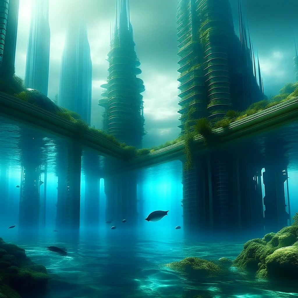 futuristic city under water