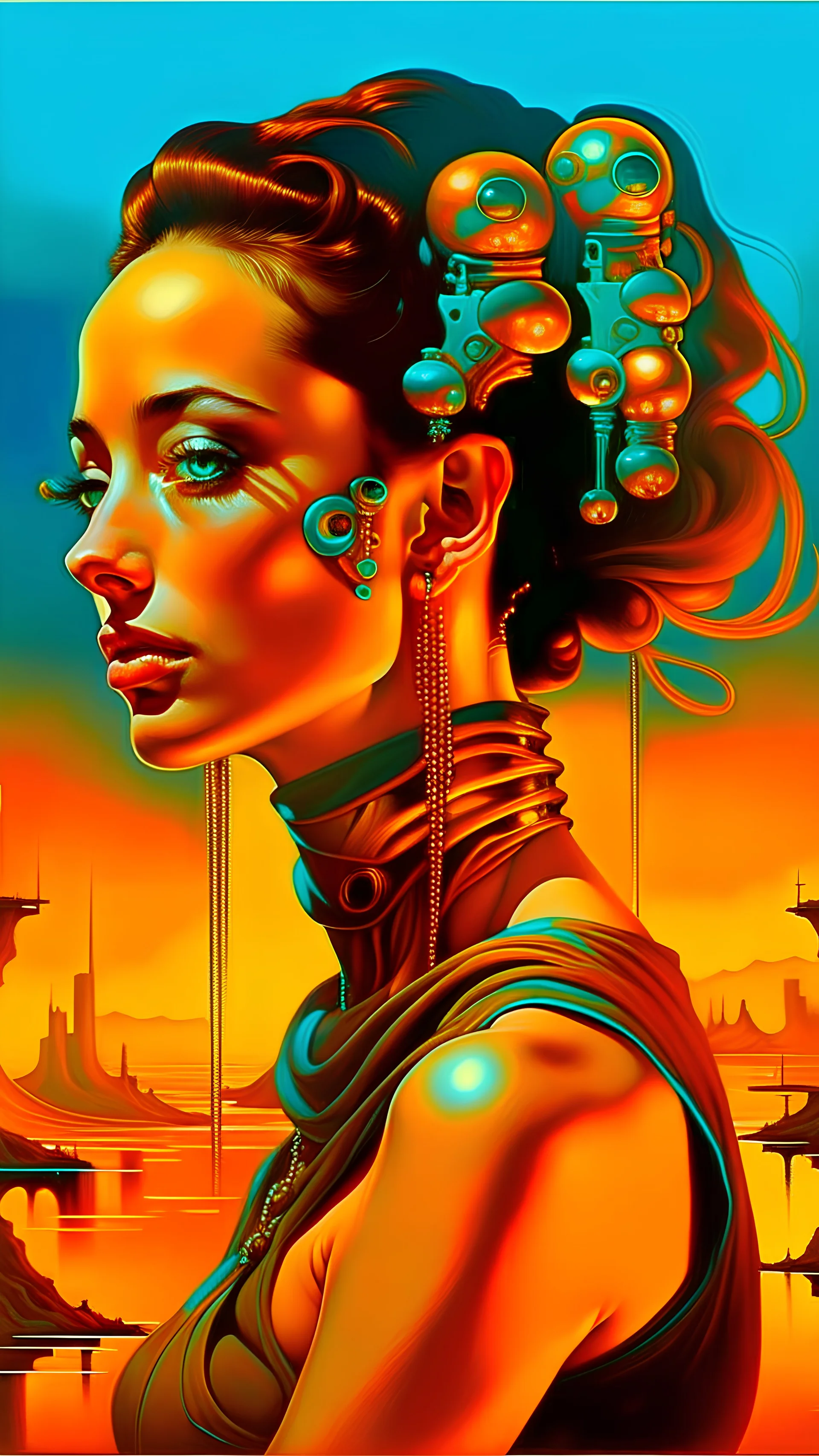 a stunning cyberpunk lady by Salvador Dali, surrealism, surreal, surrealist, award winning, crisp quality, sharp focus