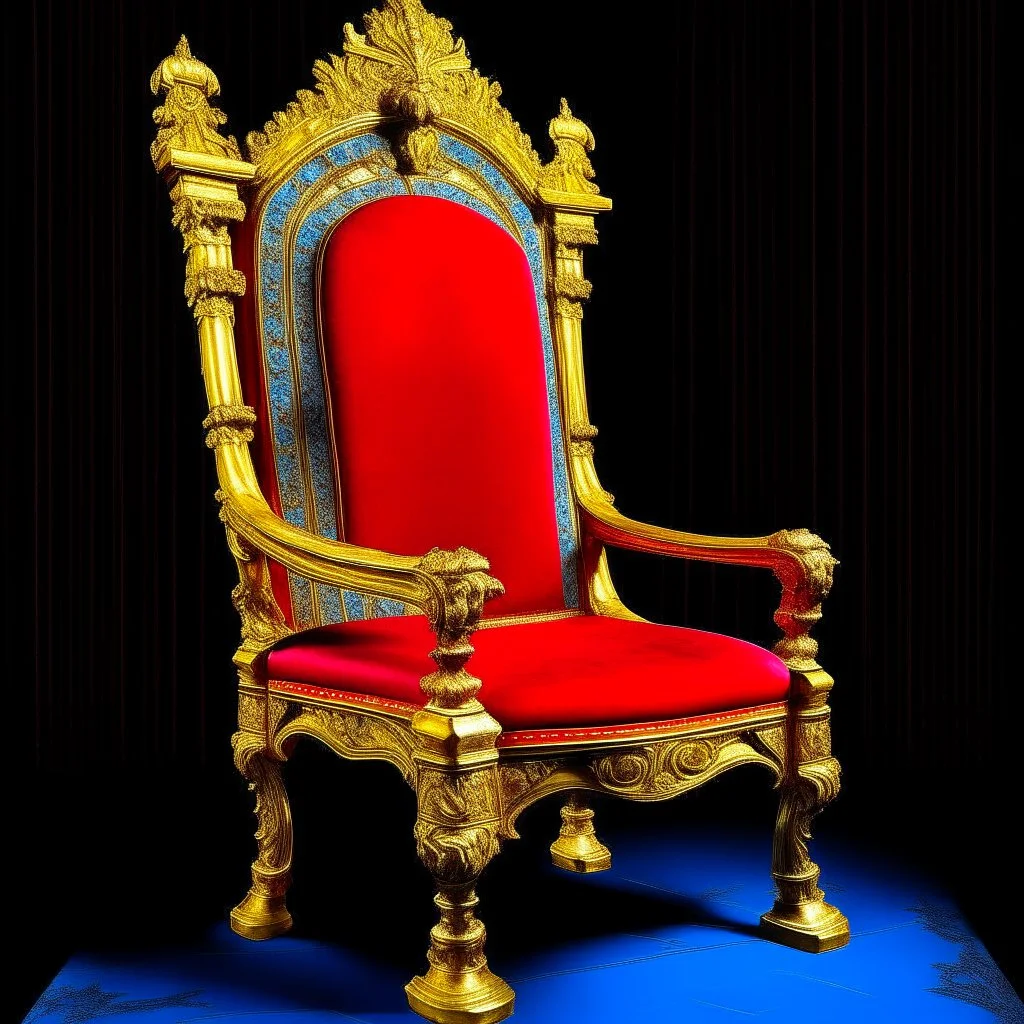 trono rosso e oro, borbonico napoletano , sopra versati vernice azzurra e giallo