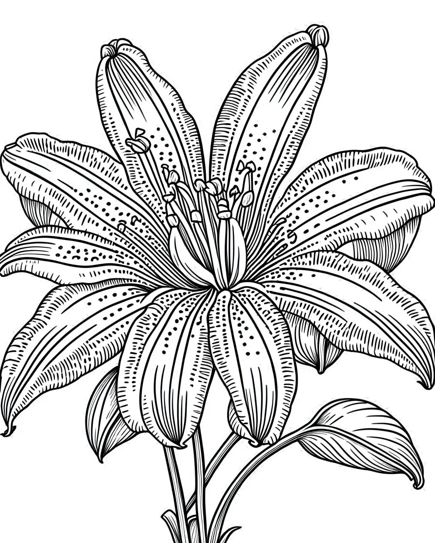 real massive Lily flower coloring page