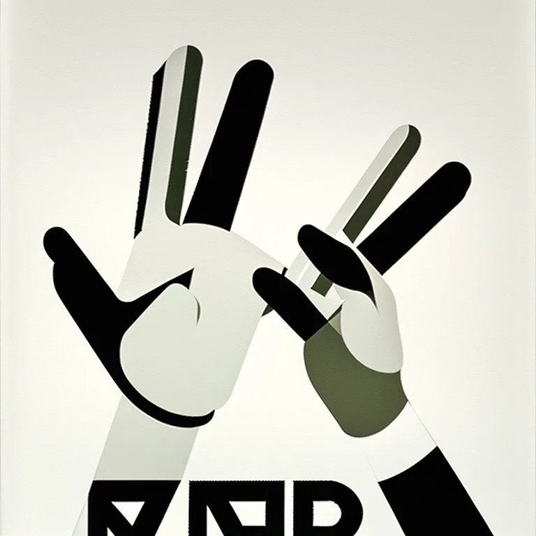 logo minimal with hand thumb up in the style of El Lissitzky russian propaganda