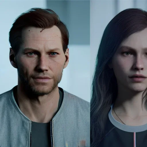 Detroit become human neben einem Menschen