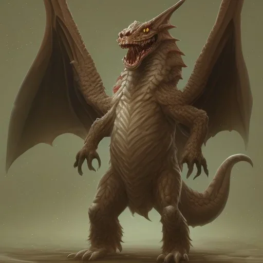 This wyvern has a 2-pointed multi-layered crest. Its neck is medium length; Its snout is vertically short, wide, short, smooth, and it has an underbite. Its teeth are rounded. It has rounded claws, extra eyes, and wet scales. Its tail is medium length and medium width.