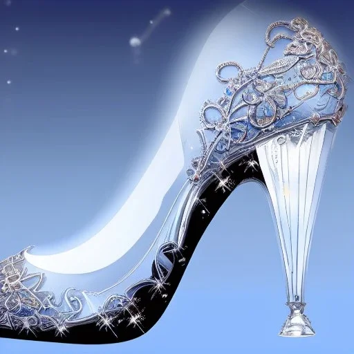 cinderellas high heel crystal glass shoes ,magical, snow, sharp, intricate ornate, elegant, highly detailed, transparent, artstation, concept art, smooth, sharp focus, illustration, 8k,epic fantasy, iridescent accents