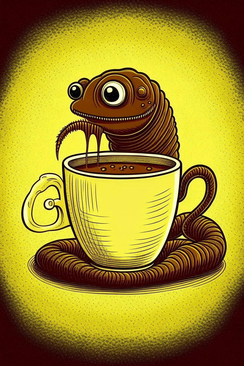 leech drinking coffee