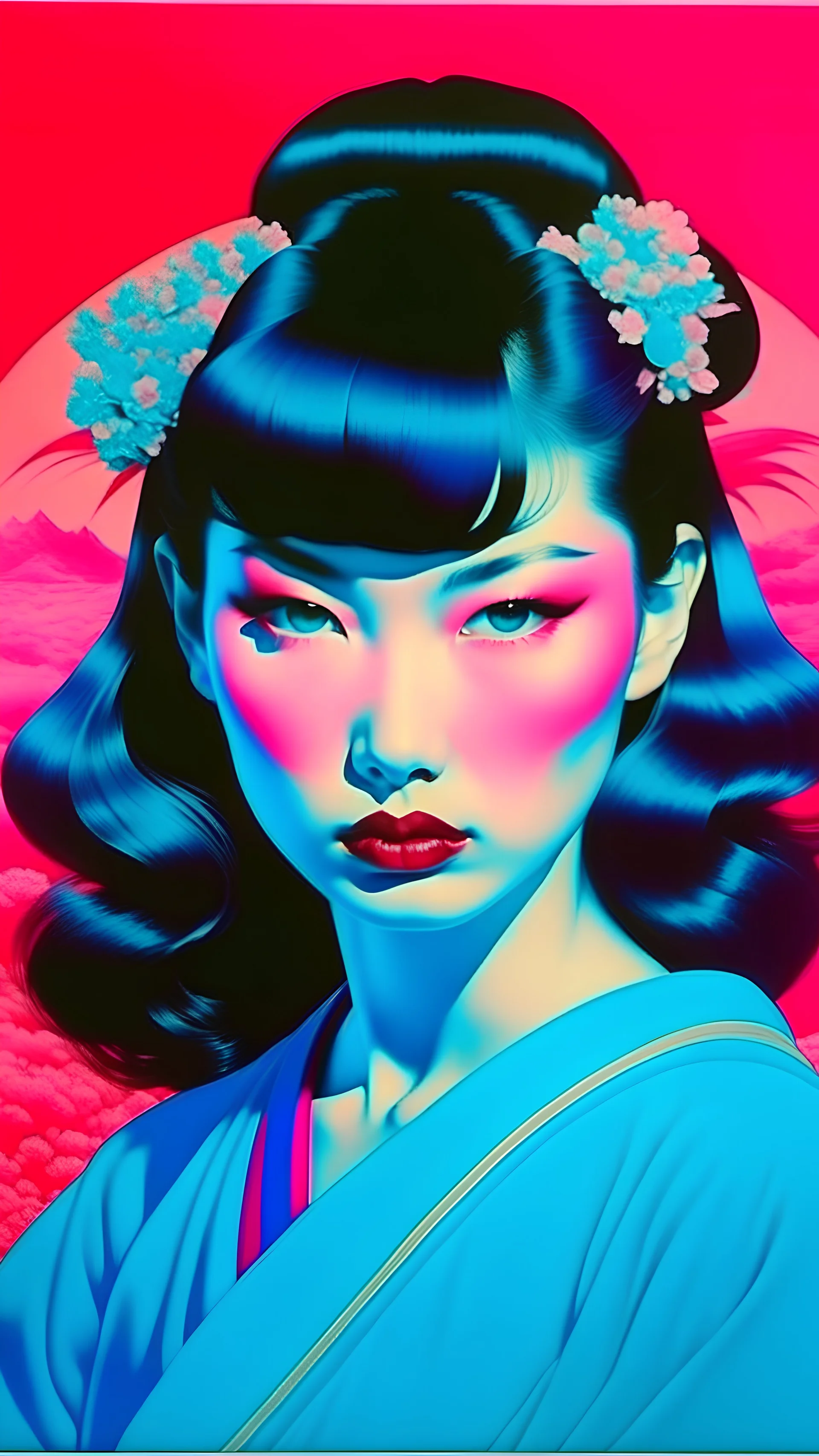 Betty page art from japanese style 1900 vaporwave