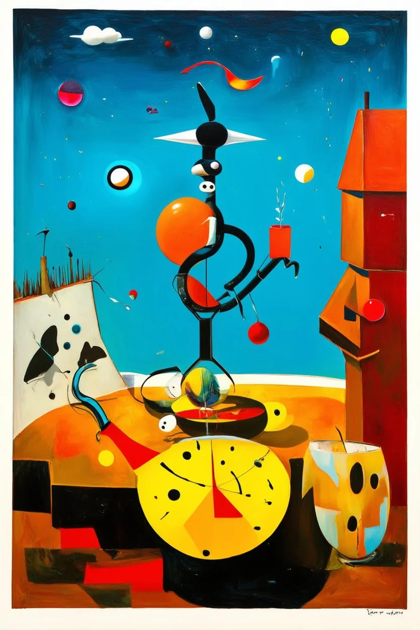 y9u7[; Masterful art with surreal elements in the styles of Magritte, Joan Miró; and Yves Tanguy