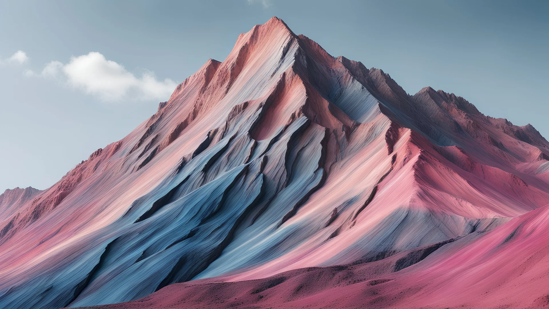 layered rock mountain with blue pink color palette