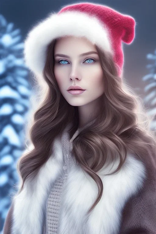 Wintertime Wonderland a Beautiful woman Hyperrealistic Digital Graphic in the Style of Jennifer Healy, Eric Zen