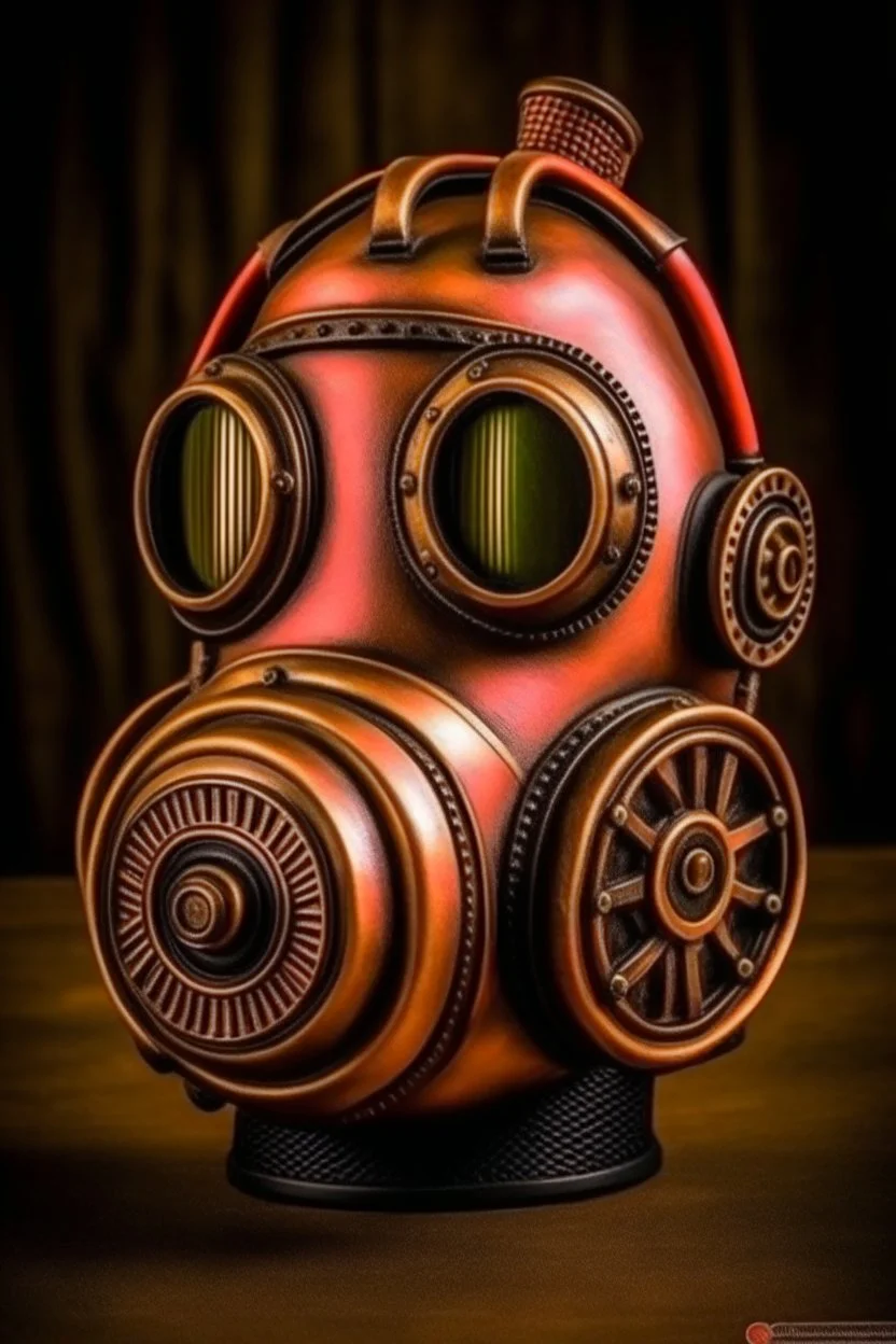 warrior portrait, Bronze metal gas-mask, comic style