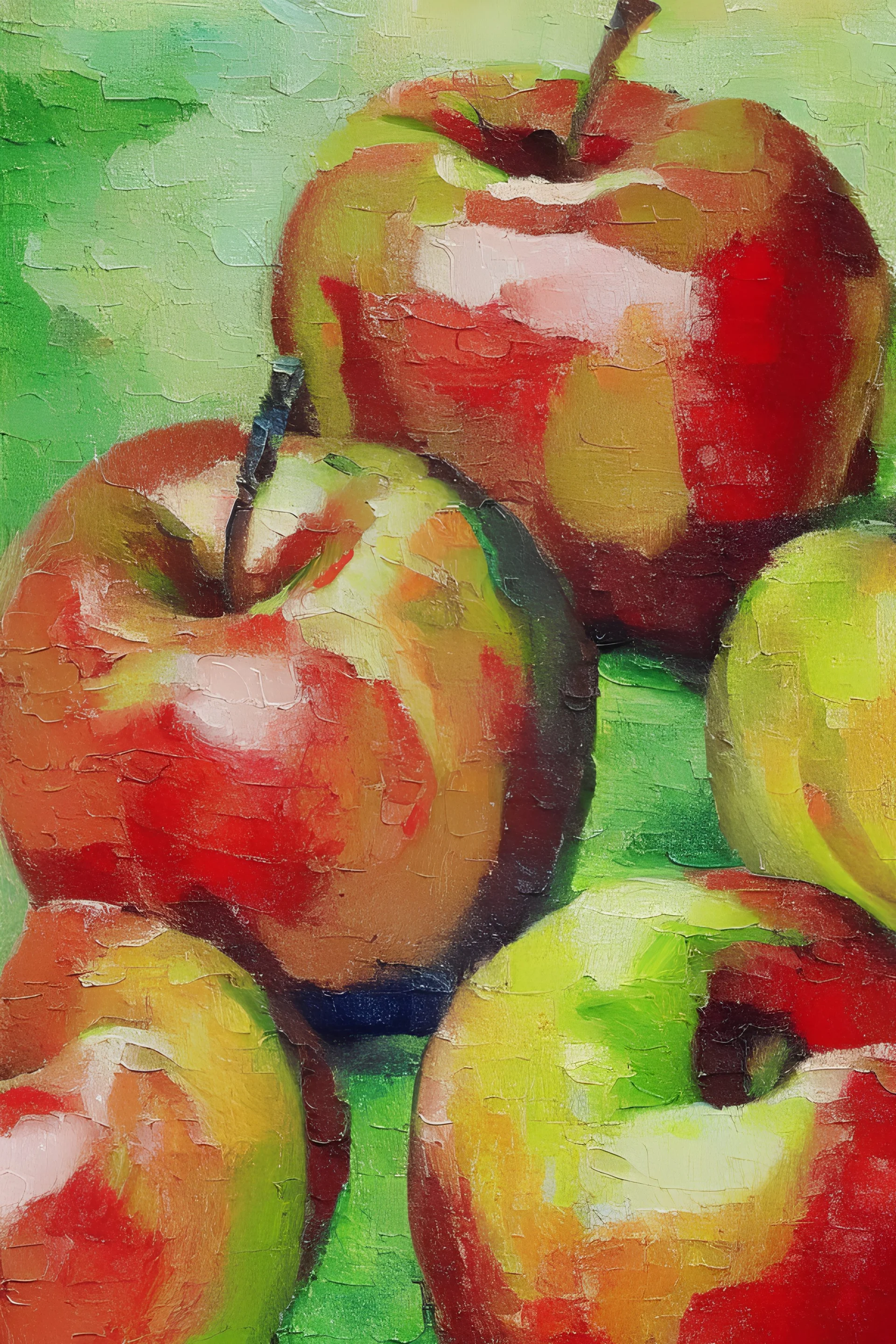 Abstract impasto oil painting of an apples