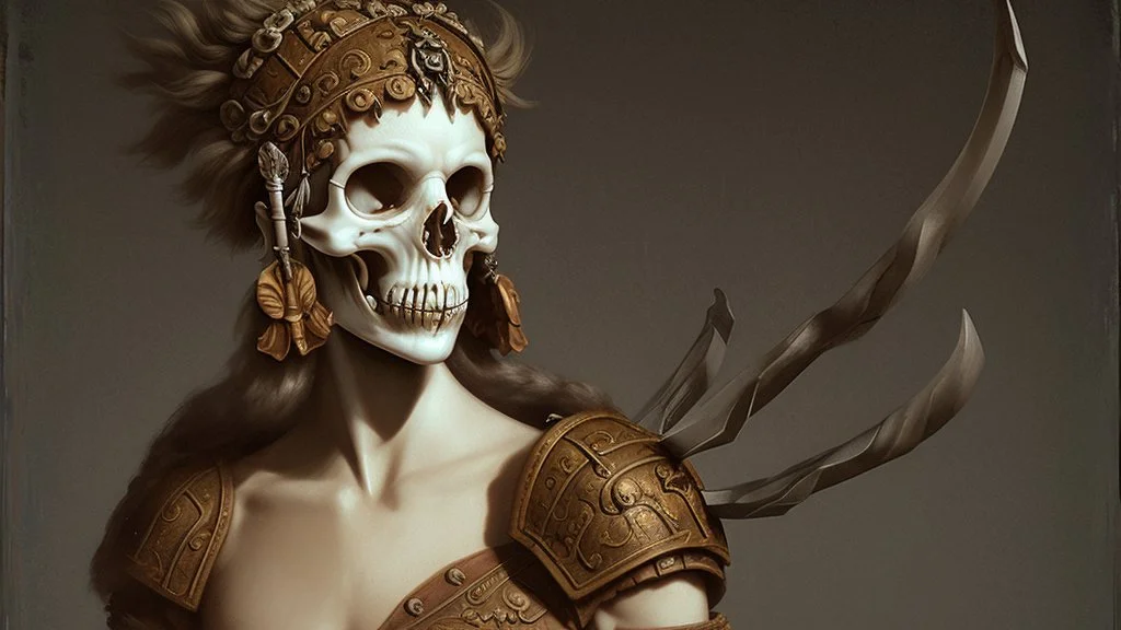 warrior wearing dear skull by Andrea del sarto