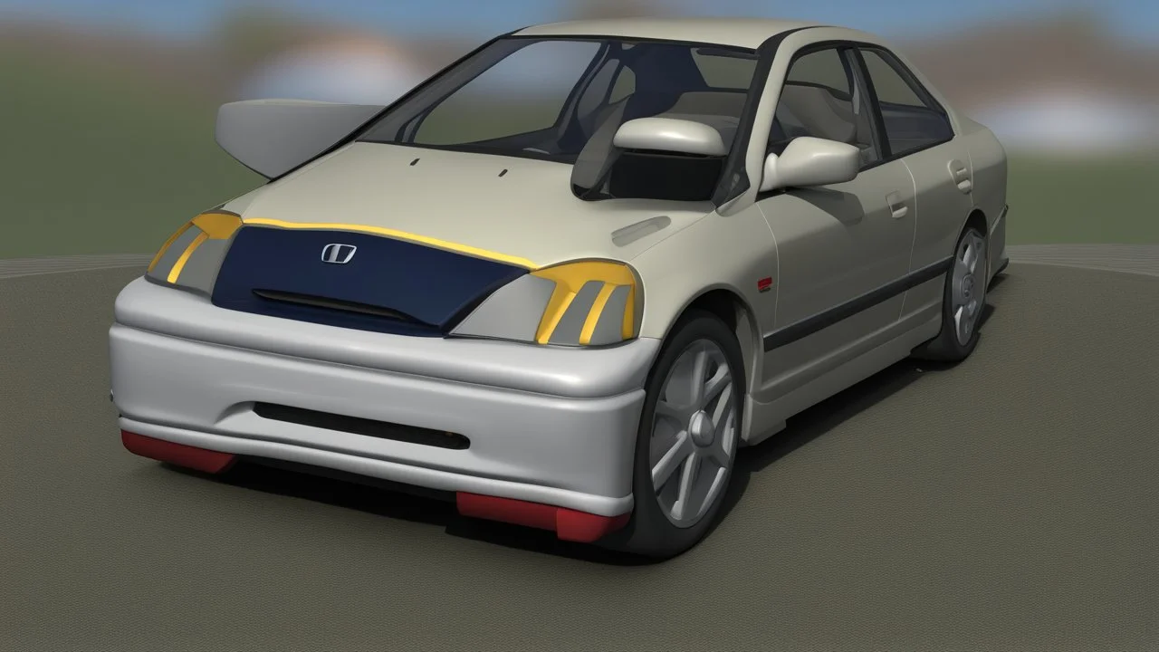 low poligon 3d model of honda civic 2001