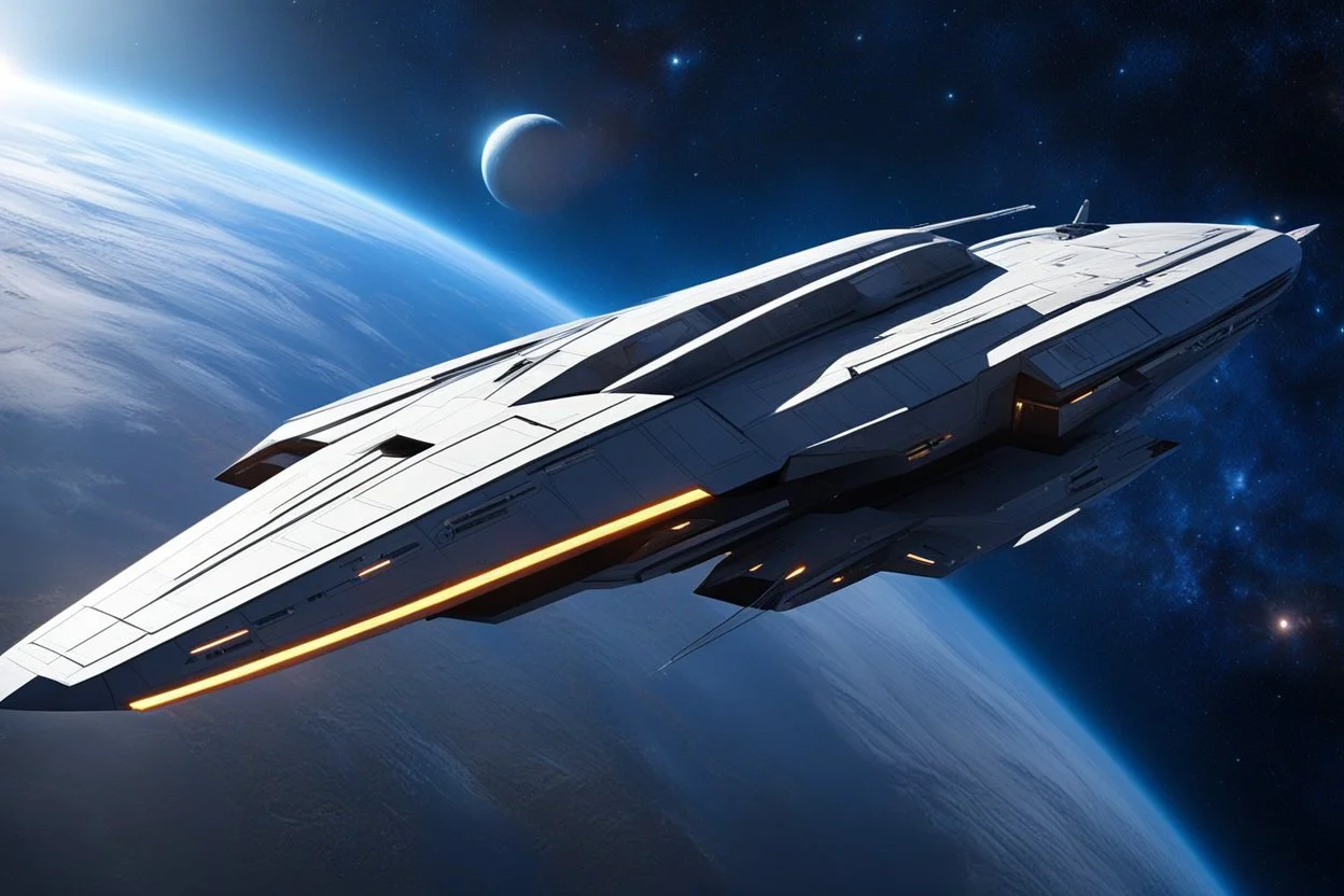 a sleek, futuristic spacecraft called the "Stellar Sentinel"? It's 22 kilometers of cutting-edge technology, equipped with state-of-the-art defense systems that can fend off any intergalactic threats. Picture it zipping through the cosmos, agile and resilient, ready to take on whatever challenges come its way. T