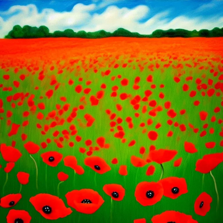 poppy field in the style of dali