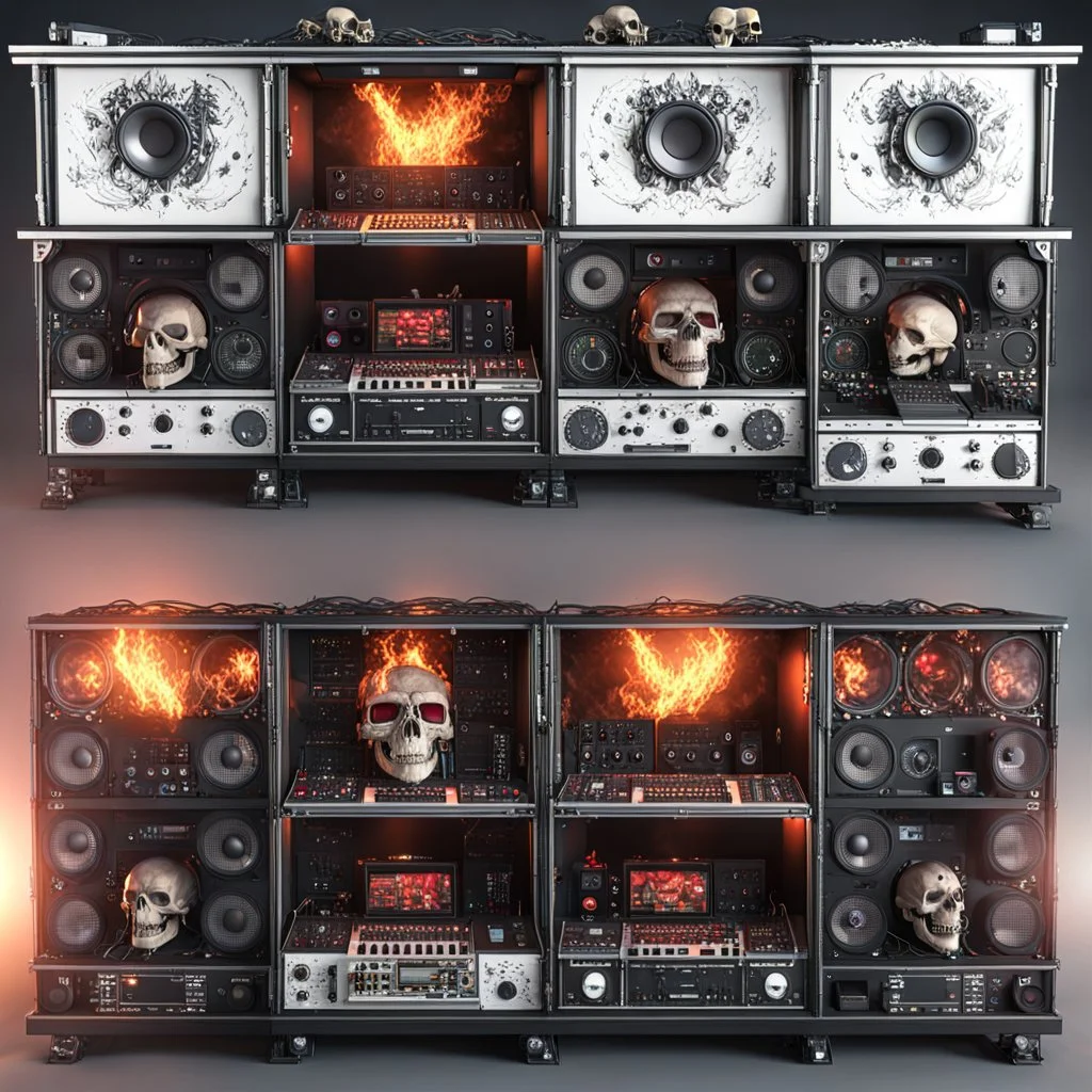 DJ of the damnded, insanely detailed DJ booth in hell, MID set, speakers and equipment made of bone, anatomically correct, add more skulls in th audience, photorealism, vray, 8k 3d https://stablecog.com/generate?o=a67b60e0-edd2-418d-9744-d1d585055d7fv https://stablecog.com/generate?o=93026b00-ac6b-436a-bc57-6aa04073d4a9