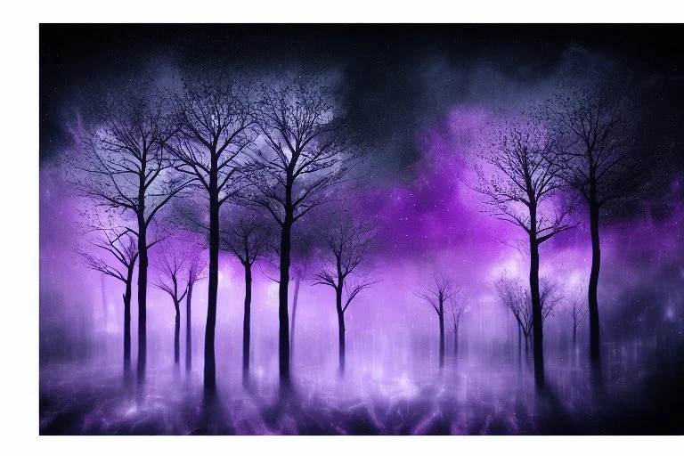 Purple nebula, cyberpunk trees