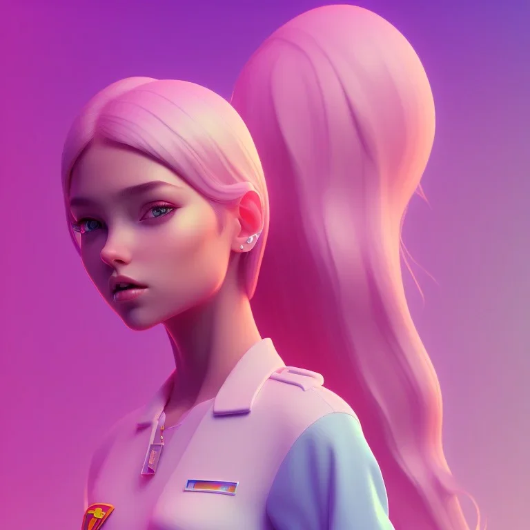 isometric clean art of super cute girl, soft lighting, soft pastel gradients, high definition, 3d icon clay render, blender 3d