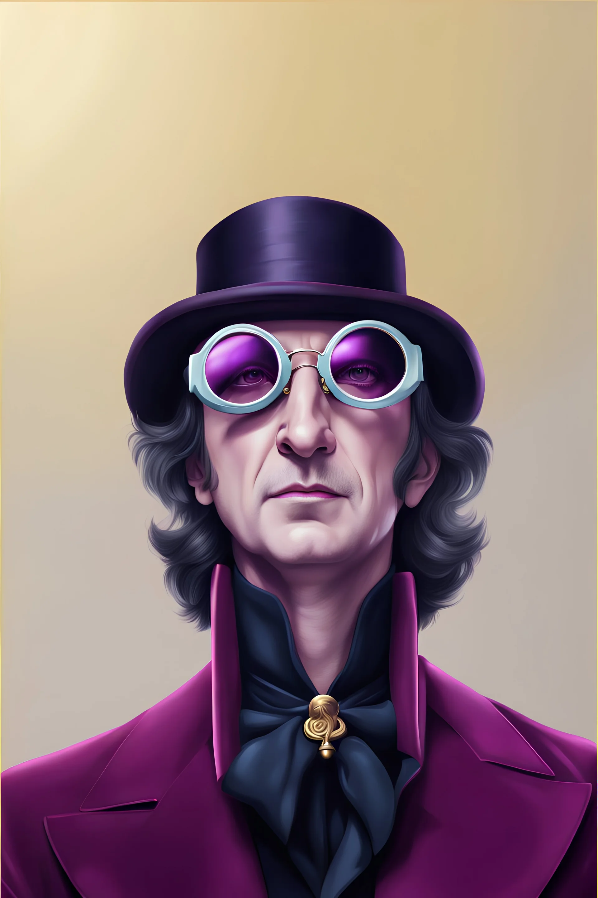 willy wonka in 8k realistic digital drawing style, Sunglasses, intricate details, highly detailed, high details, detailed portrait, masterpiece,ultra detailed, ultra quality