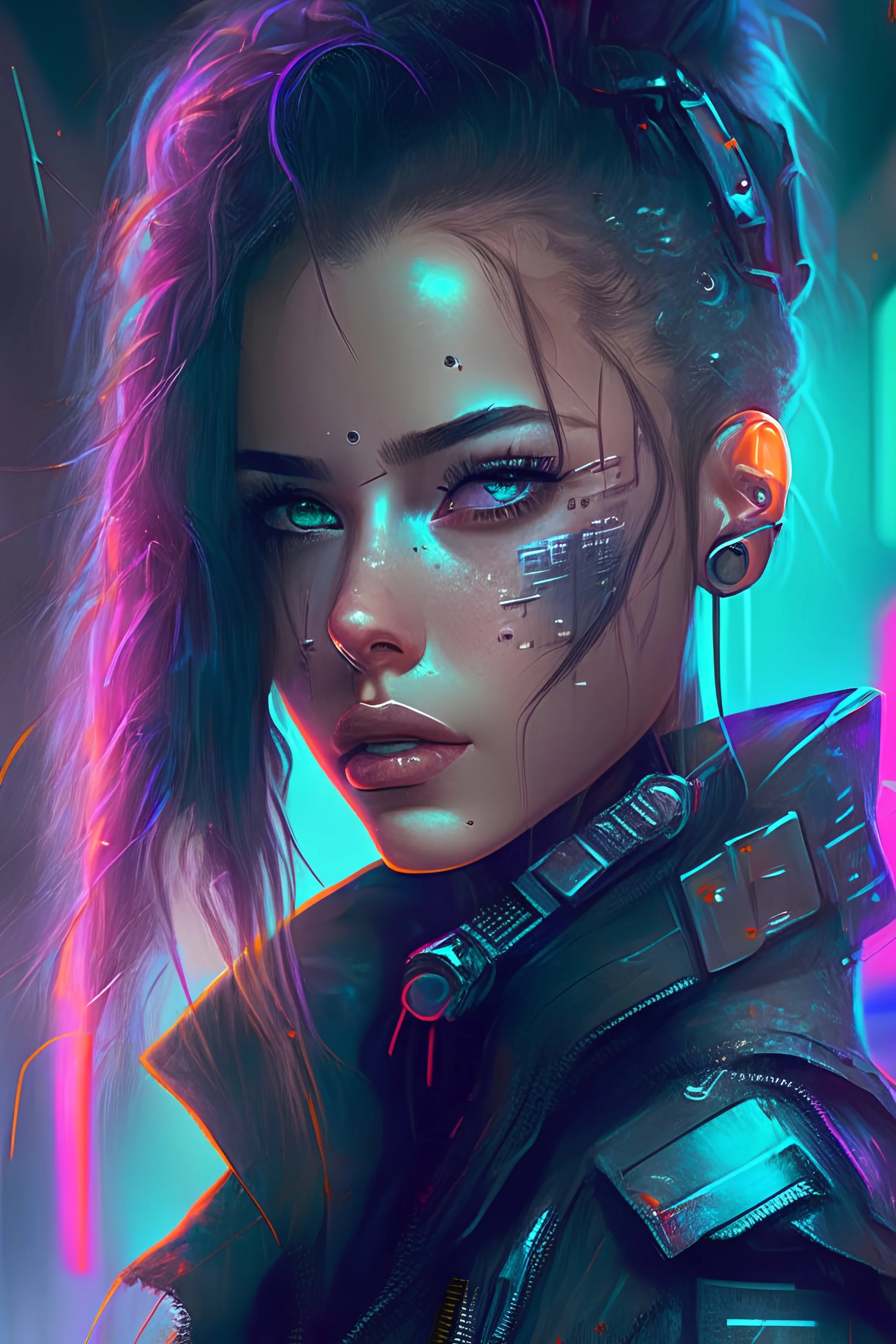 cyberpunk hero portrait girl