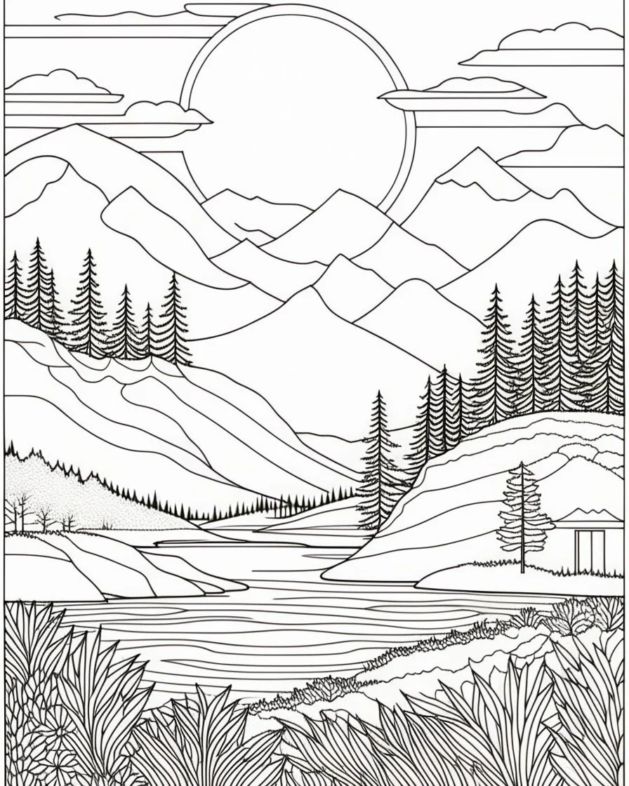 Coloring pages: Find Inner Peace with Calmness and Relaxing Landscapes