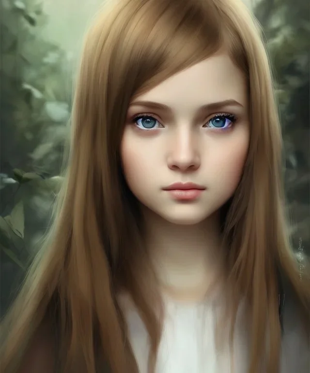 intricate, elegant, sharp focus, illustration, detailed eyes, digital painting, concept art, matte, masterpiece, face portrait of a young and cute ukrainian girl, au naturel, adorable, round face, slightly smiling, art by wlop