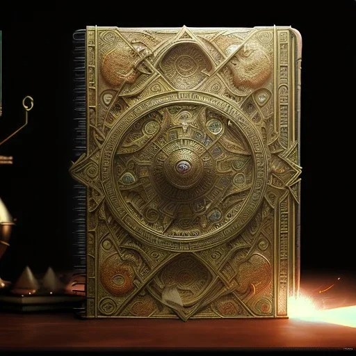 cover of an ancient ornate intricate spell book, cinematic, realistic, intricate details, photorealistic, octane render, 256K artstation