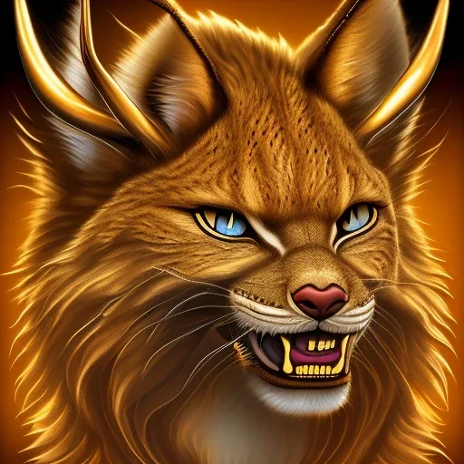 golden lynx with an evil grin