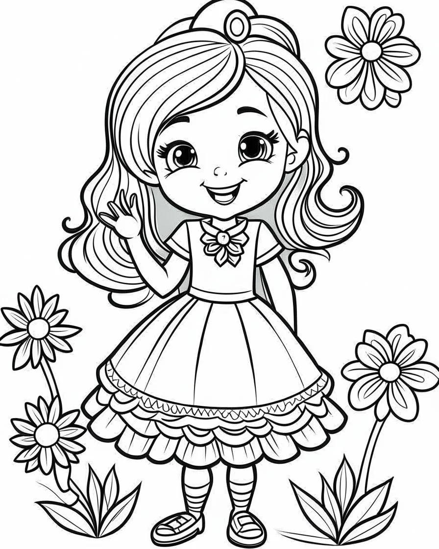 real cartoon coloring pages , no black color, no no flower, b/w outline art for kids coloring book page, Kids coloring pages, full white, kids style, white background, whole body, Sketch style, full body (((((white background))))), only use the outline., cartoon style, line art, coloring book, clean line art, white background, Sketch style