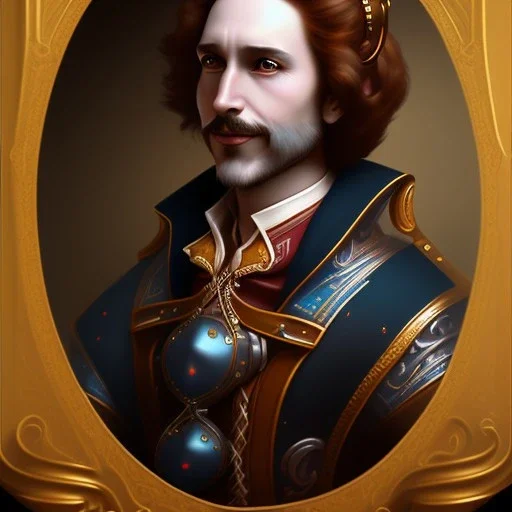 romantic fantasy spray painting, portrait of bard in suit