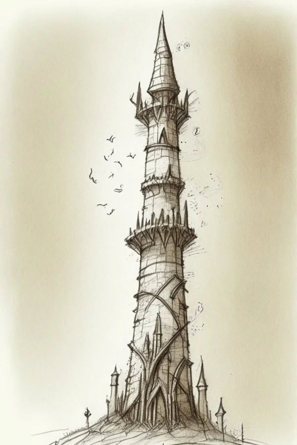 A detailed sketch of a wizards tower