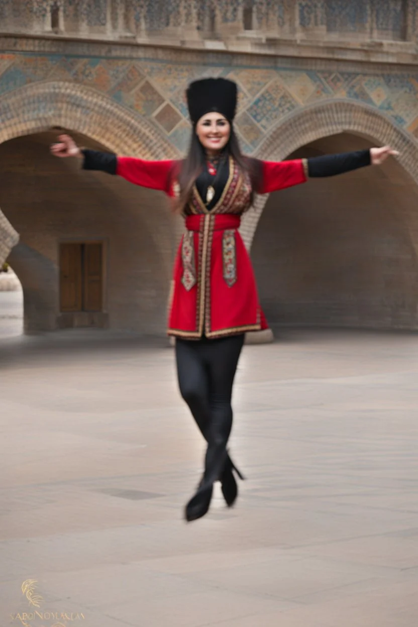 full body azeri lady in folk costum