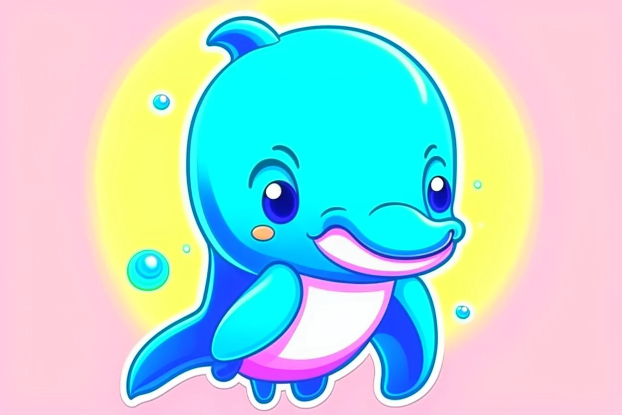 a cute avatar style illustration of a Dolphin.