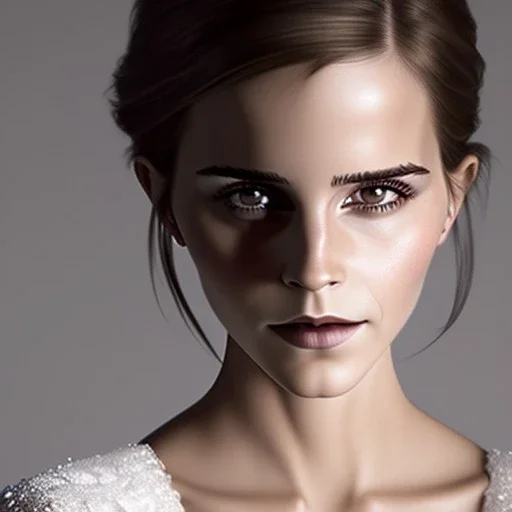 Emma Watson ring-gagged, wide open mouth, woolitize, frida, wide angle shot, full torso, intricate, oil on canvas, masterpiece, expert, insanely detailed, 4k resolution, retroanime style, cute big circular reflective eyes, cinematic smooth, intricate detail, soft smooth lighting, soft pastel colors, painted Renaissance style