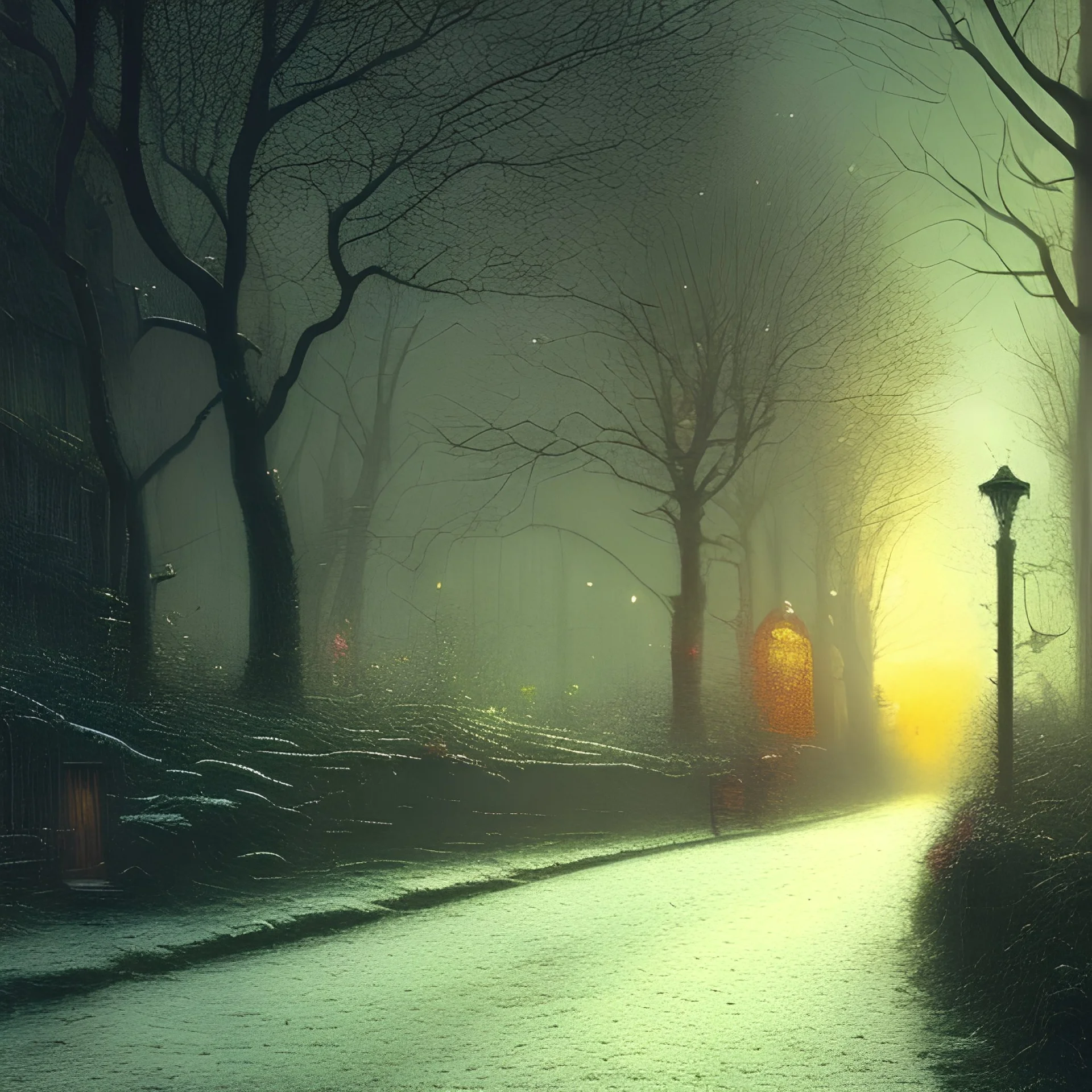 a moonlit lane, style <John Atkinson Grimshaw>