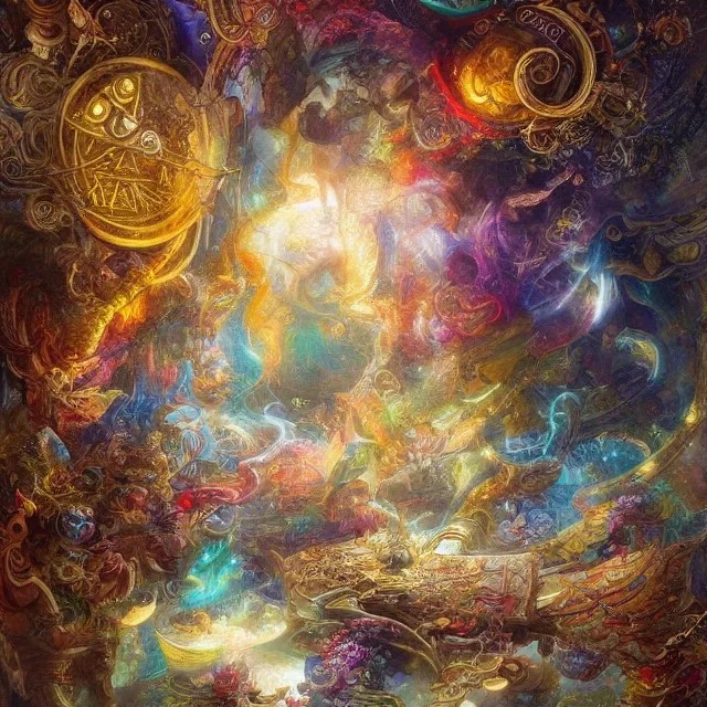 A hyperdetailed 16k resolution portal sealed by magical runes. by Huang Guangjian, Josephine Wall, Scott Naismith, epic. Fantasy, crisp, cinematic, meticulously composed