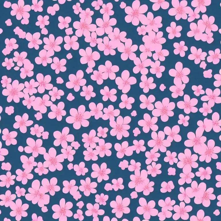 Japanese Cherry Blossom, seamless pattern, bright color palette