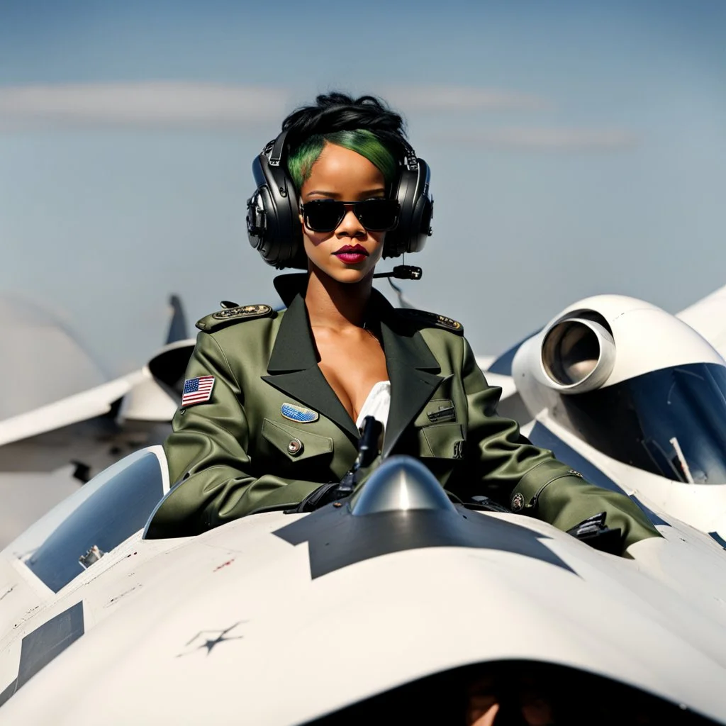 Rihanna piloting a fighter jet