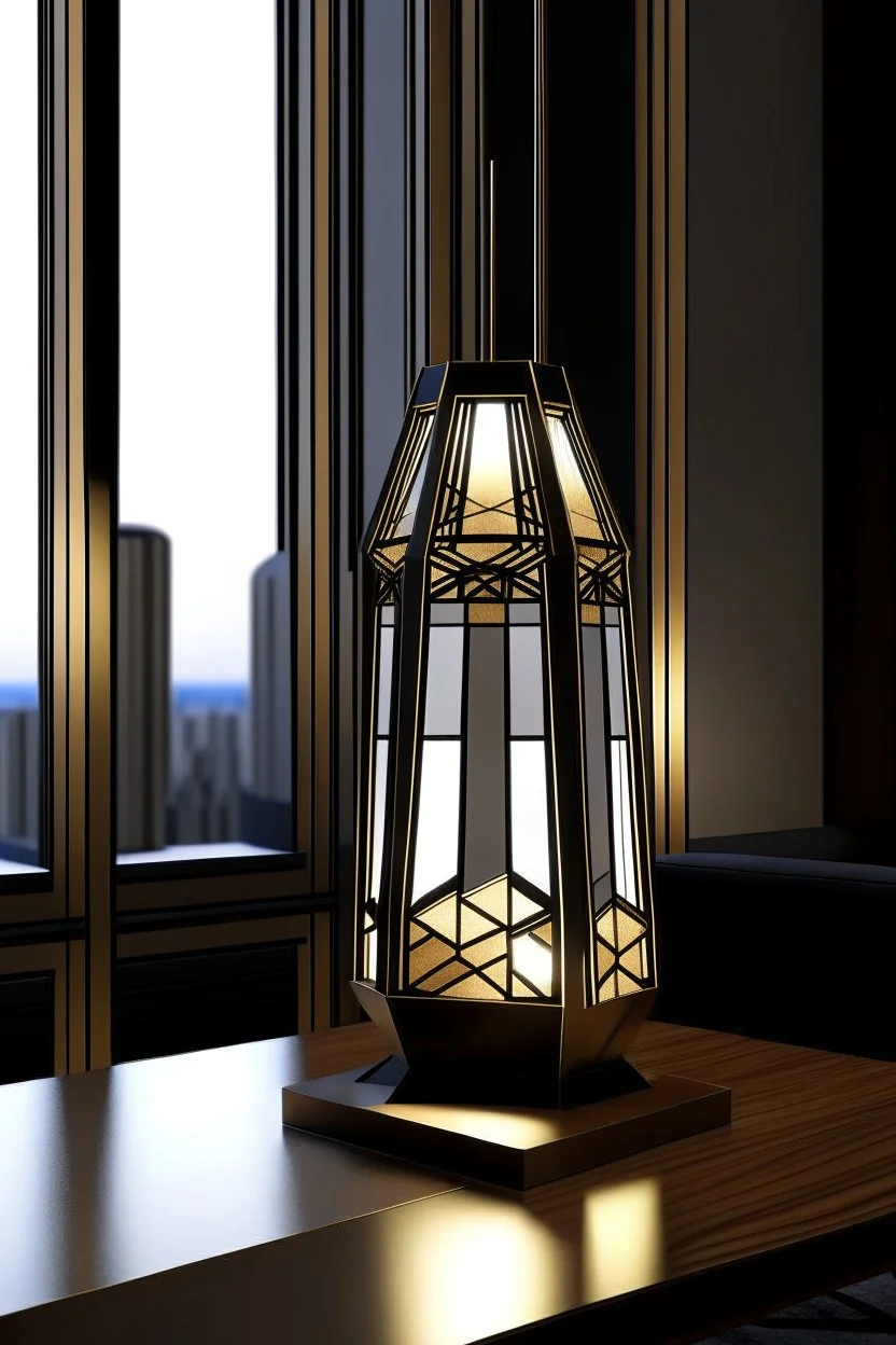 gaming table lamp inspired by dubai tower buliding architecture modern stlye. geometric form