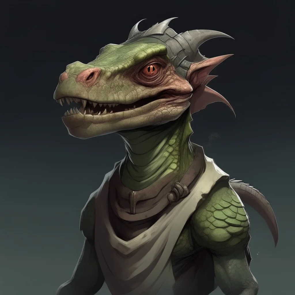 dnd, artistic, illustration, artstation, kobold, reptile, portrait, zombie, body without skin, anatomy and muscles, white eyes