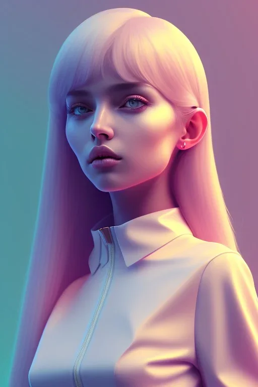 isometric clean art of super cute girl, soft lighting, soft pastel gradients, high definition, 3d icon clay render, blender 3d by edgar allan poe