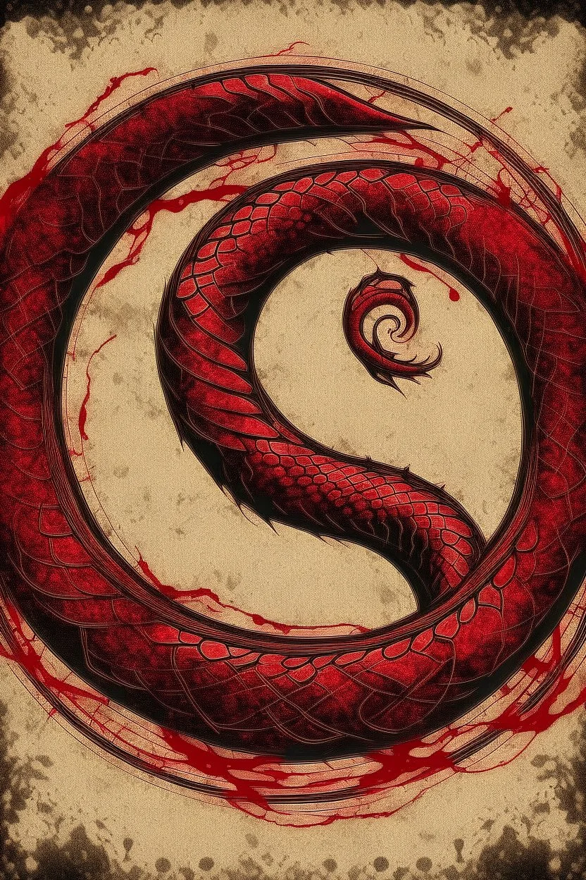 ouroboros made of red ink